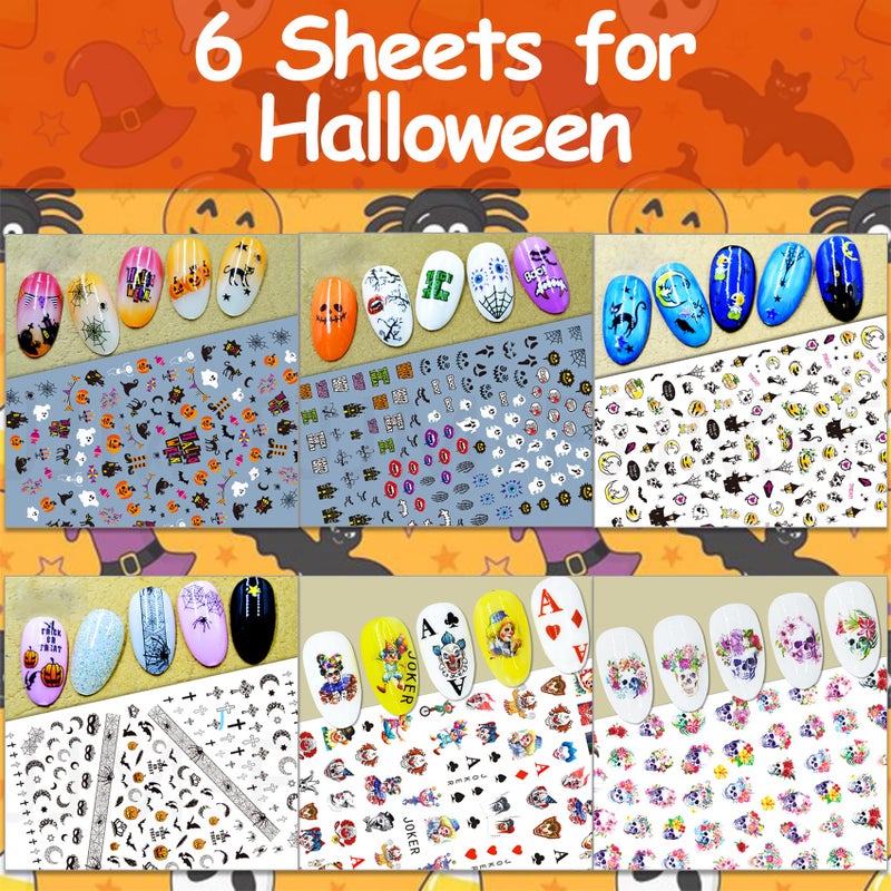 TailaiMei 24 Sheet All Holidays Nail Art Stickers, Christmas Valentine's Day Mixed Seasons Variety Pack for Halloween Fall Nail Decals, Self-Adhesive Design Thanksgiving Nail Decorations (Classical) - Image 3